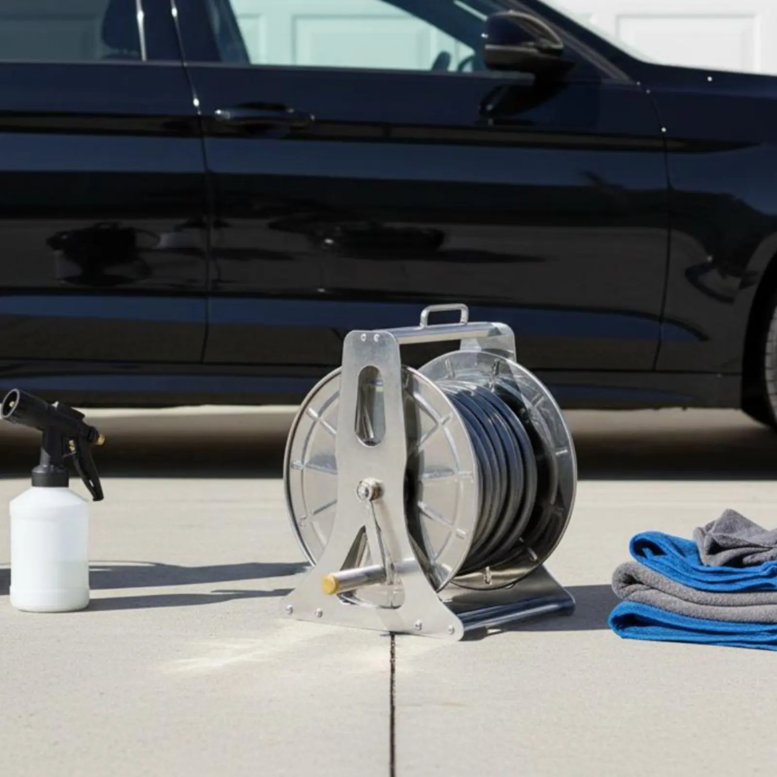 Stainless Steel Hose Reel Rust Resistant Wall Mounted Hose Reel Tangletangle-Resistant Winding Weatherproof for Yard