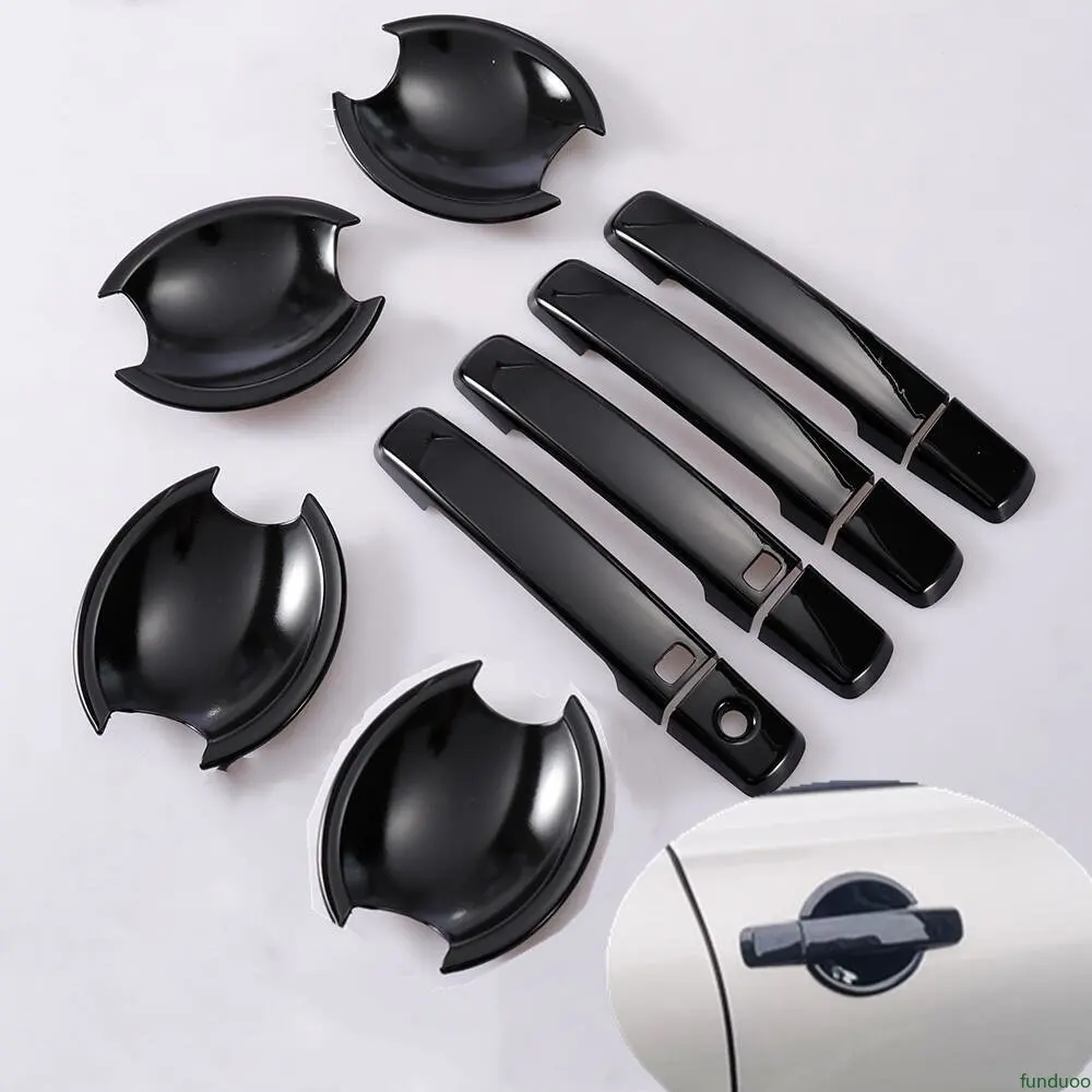 For Nissan Dualis/Dualis + 2 2007-2013 Glossy Black Chrome Car Door Handle Cover Stickers Styling Accessories