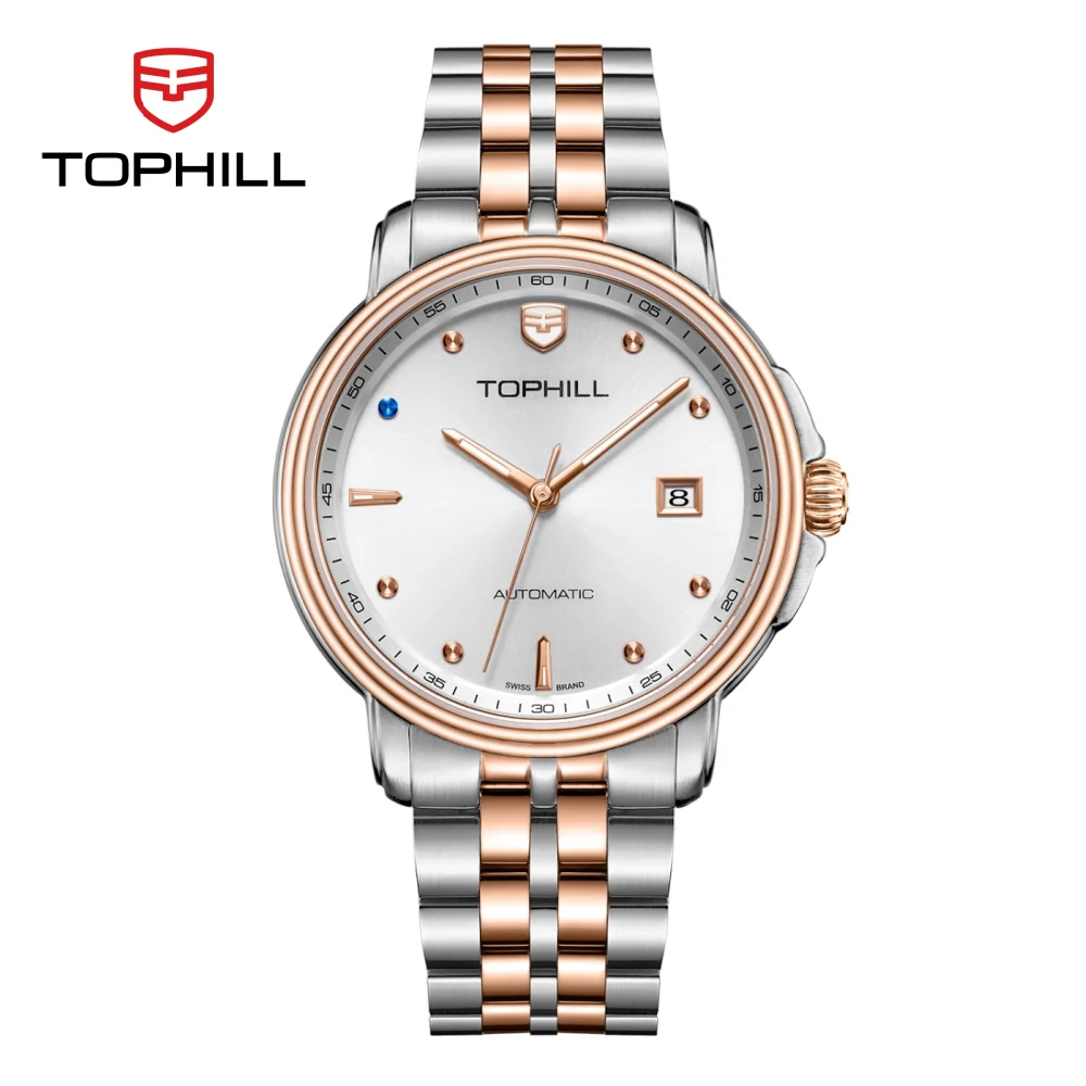TOPHILL 39,5 mm Miyota 8215 Automatikuhren für Herren NH35 Armbanduhren Business Sunray Dial Luminous Luxury Sapphire TW067G