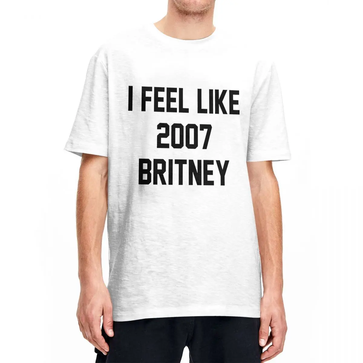 Hip Hop I Feel Like 2007 Britney T-Shirt Men Round Neck Short Sleeve Tops Music Cotton Summer Tops Shirts