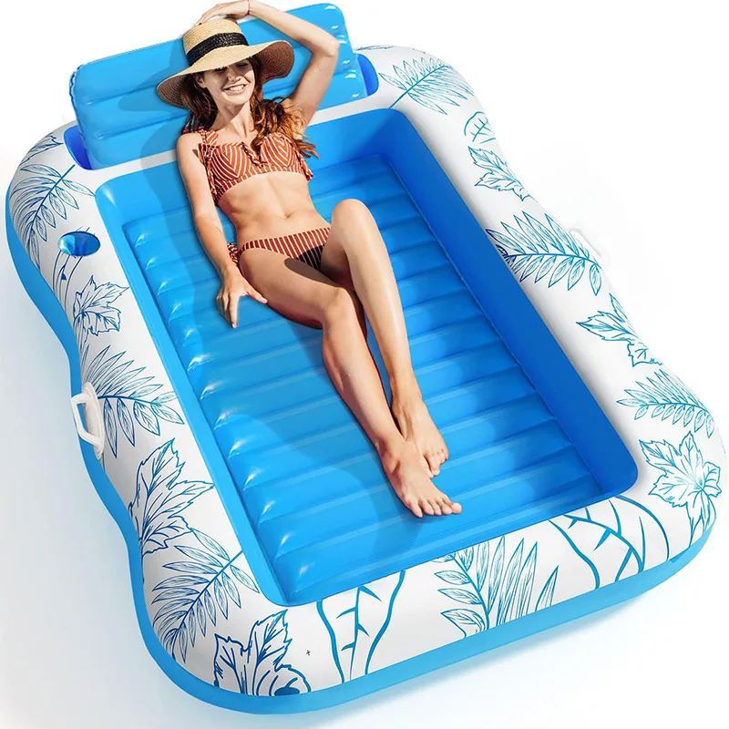 

Mart Large Water Filled Floating Tan Raft Mattress Tanning Bath Inflatable Tanning Pool Adult Children's Lounger