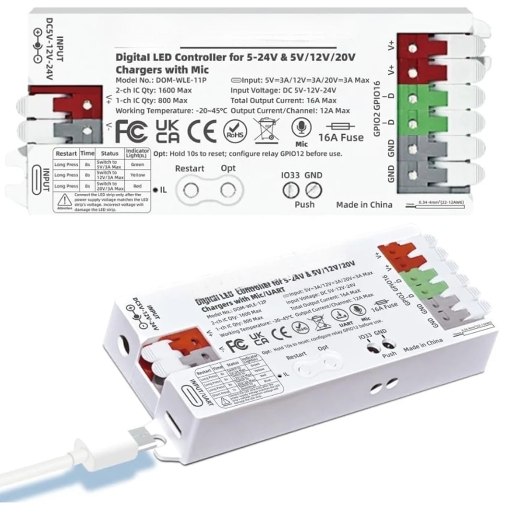 

Контроллер светодиодных лент WS2811/SK6812 для мероприятий на открытом воздухе, музыкально-реактивный контроллер освещения, аксессуар для электроинструментов
