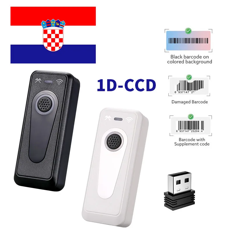 EVAWGIB bijeli skener Bluetooth 1D CCD skener crtičnog koda Pocket Wireless Reader Data Matrix Code 128 IOS Android Windows