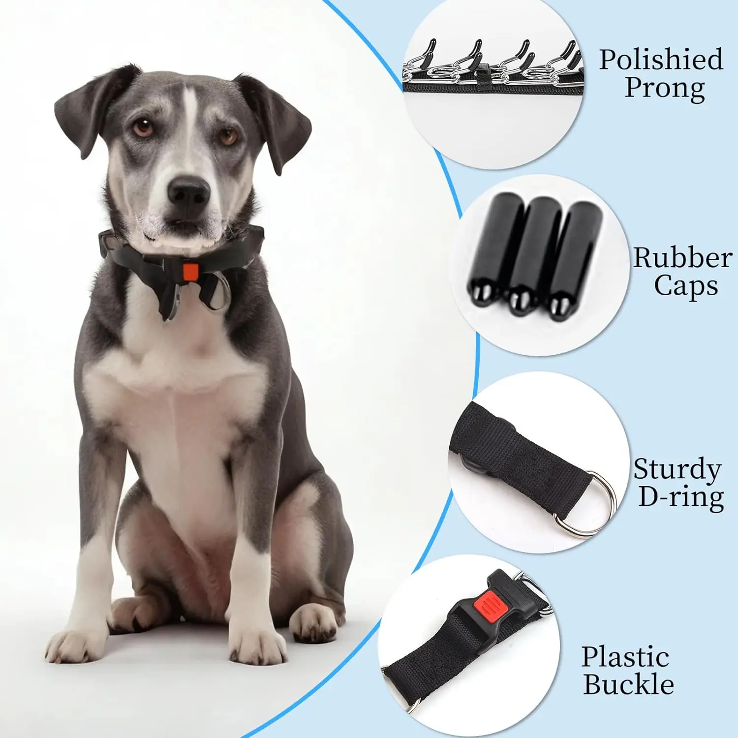 Hundetrainingshalsband mit Schnellverschluss, Verstellbares Edelstahl-Prickelhalsband für Hunde, Nylon-Schutzhülle – Detail 9