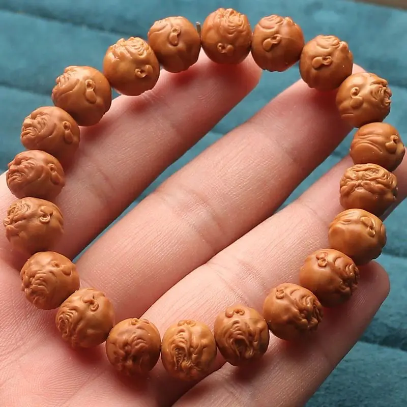 Mountain Ghost Evil Monk Golden Monkey Peach Pit Carved BraceletWalnuts Light Bead Small Seed Bud