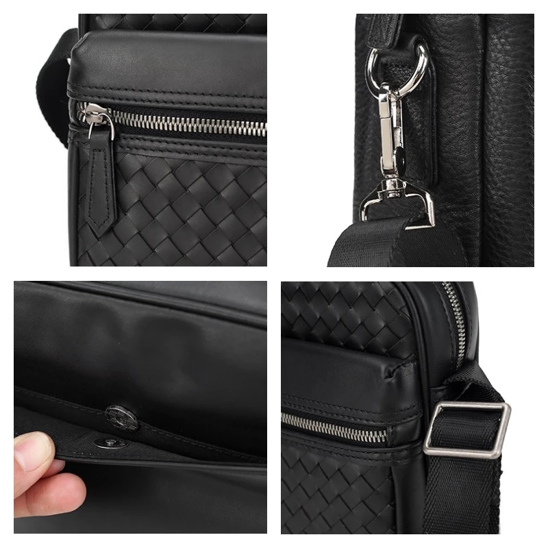 Genuine Leather Woven Crossbody Bags for Men New Fashion Luxury Men's Shoulder Messenger Small Bags Man Luxus Designer Sling Bag