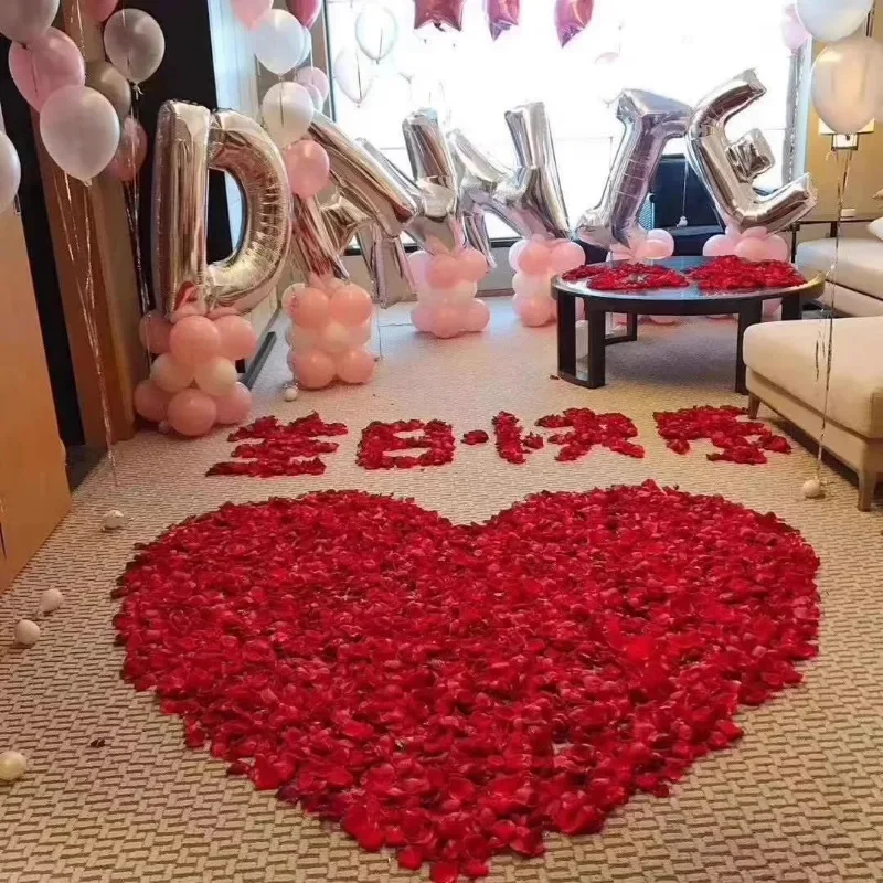 Faux pétales de rose artificiels colorés, 1000 pièces, pour la Saint-Valentin, mariage, décoration romantique