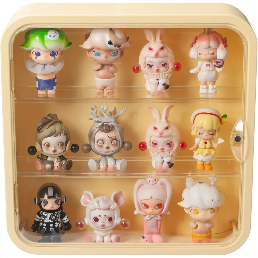 

Clear Display Case for Figures Wall Mounted Clear Display Box 3 Tiers Adjustable Acrylic Display Box Stand with Magnetic Door f