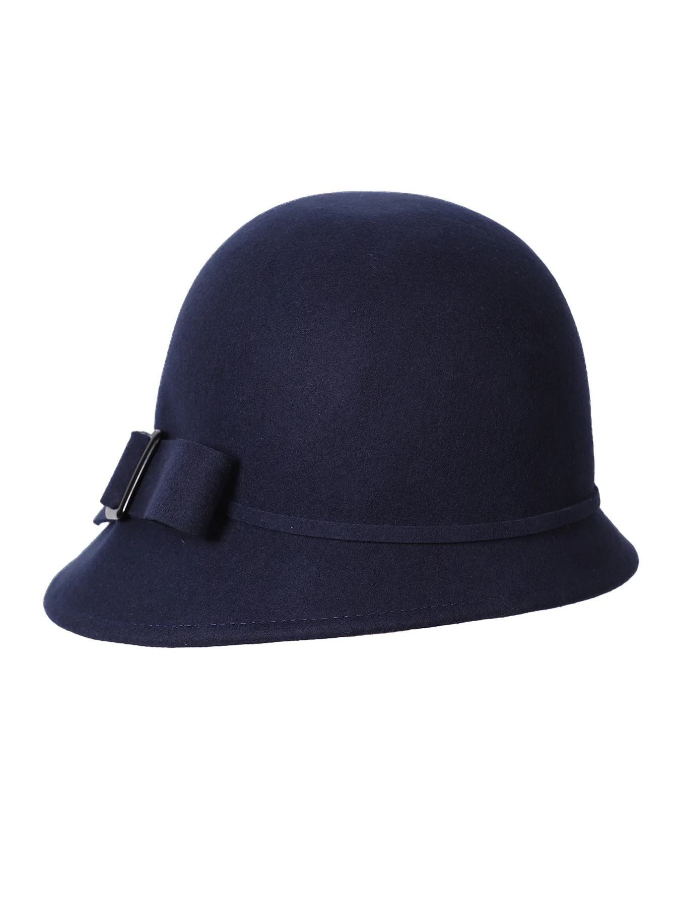 FS Damen-Eimerhut aus schwarzem Wollfilz, Cloche, britischer Top-Eimerhut mit Schleife, breiter Krempe, Bowler-Fedoras, Damen, gelbe Floppy-Derby-Hüte – Detail 9