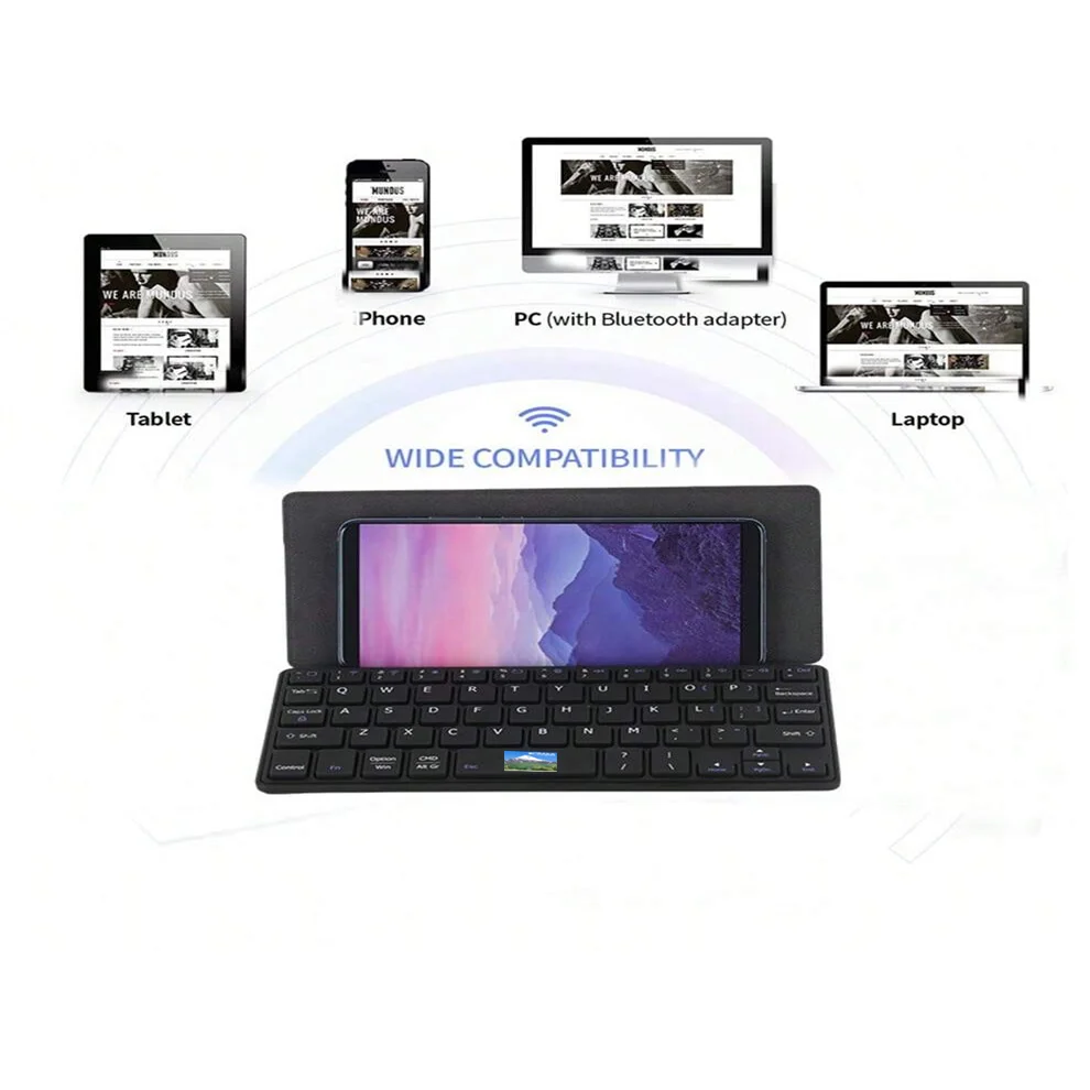 JOMAA Folding Phone Keyboard,Portable Rechargeable Keyboard Foldable Bluetooth Wireless Keyboard with Stand Holder