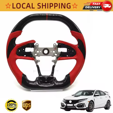 For Honda Civic Gen 10th Type R FK8 2016 2017 2018 2019 2020 2021 Hydro Dip Carbon Fiber Leather Steering Wheel