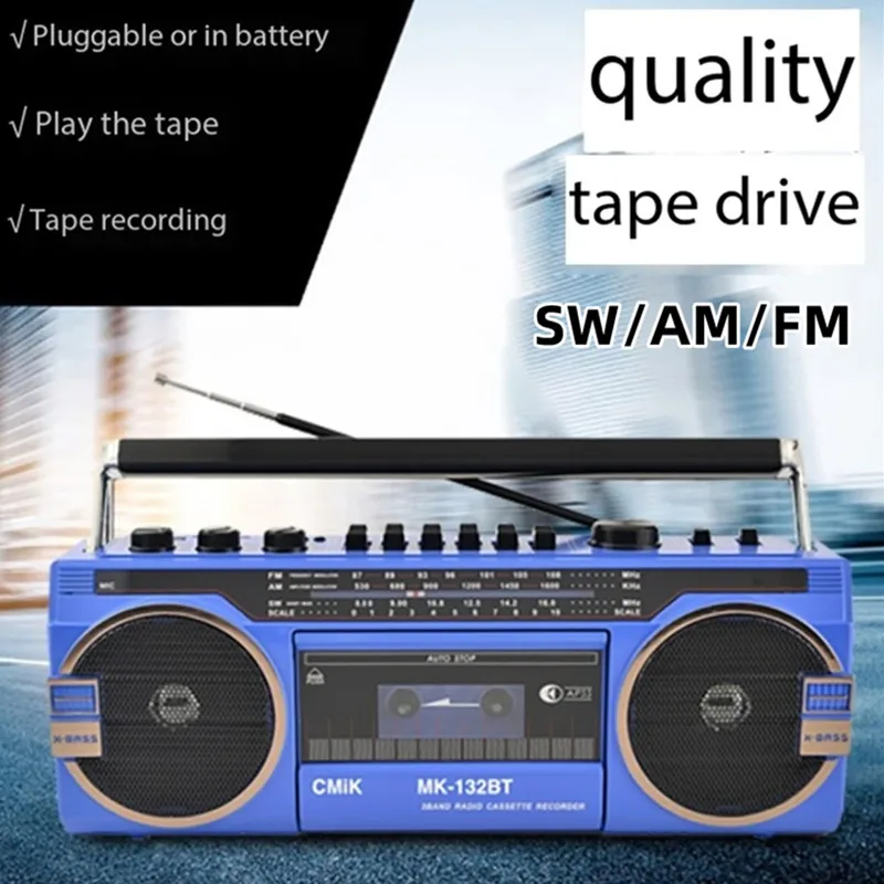 

Retro Old Style Cassette Radio Portable Recorder Wireless Bluetooth Speakers Outdoor Multi-band Radio AM/FM/USB MP3 Music Player