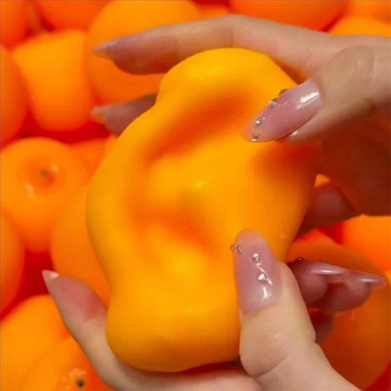 Handgefertigter Knuspriger Pfirsich-Mango-Orangen-Pudding Stressball, Knautschspielzeug, Knuspriges und Weiches Lebensmittelspielzeug, ASMR Sensorisches Stressabbau-Spielzeug – Detail 10