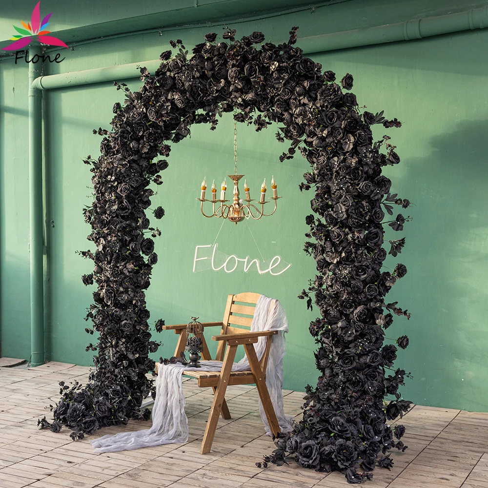 

Black Arch Artificial Flowers Arrangement Festal Event Decoration High Quality Silk Rose Fleur Artificielle Decoration FL2486