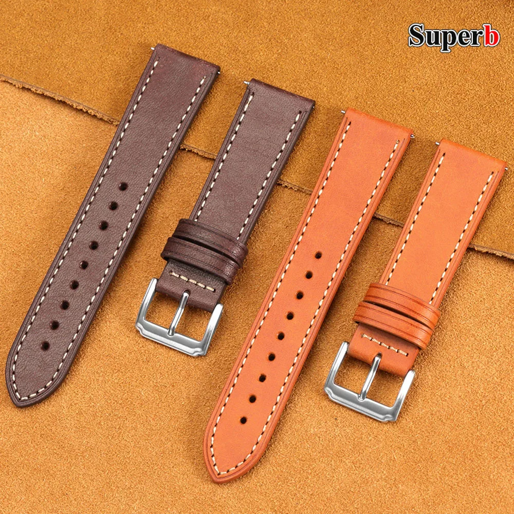 

18 мм, 20 мм, 22 мм, масляный воск, кожаный ремешок для часов, универсальный быстросъемный ремень для часов, мужской и женский модный черный, коричневый ремешок для часов, аксессуары
