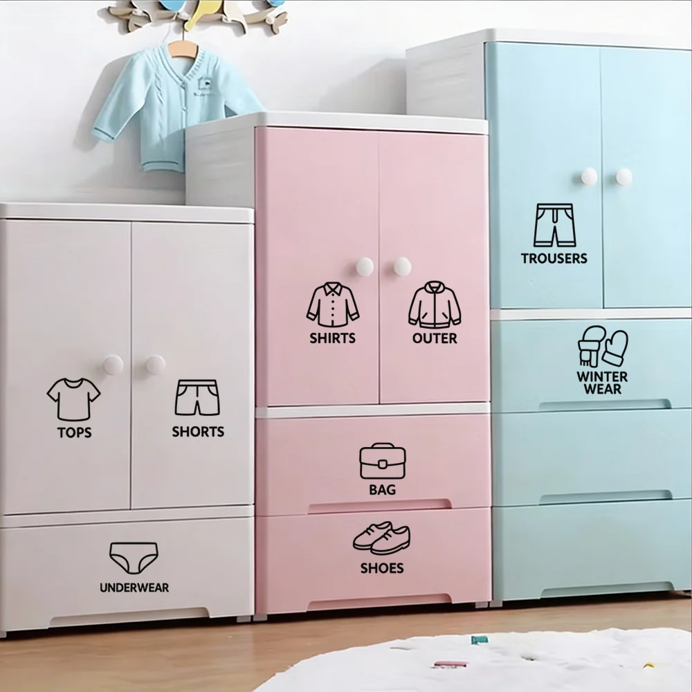 9 pcs/Sheet, Wardrobe Organizer Labels, Closet Clothing Labels Stickers, Drawer Organization Labels with Icons, Kids Baby Studen view 5
