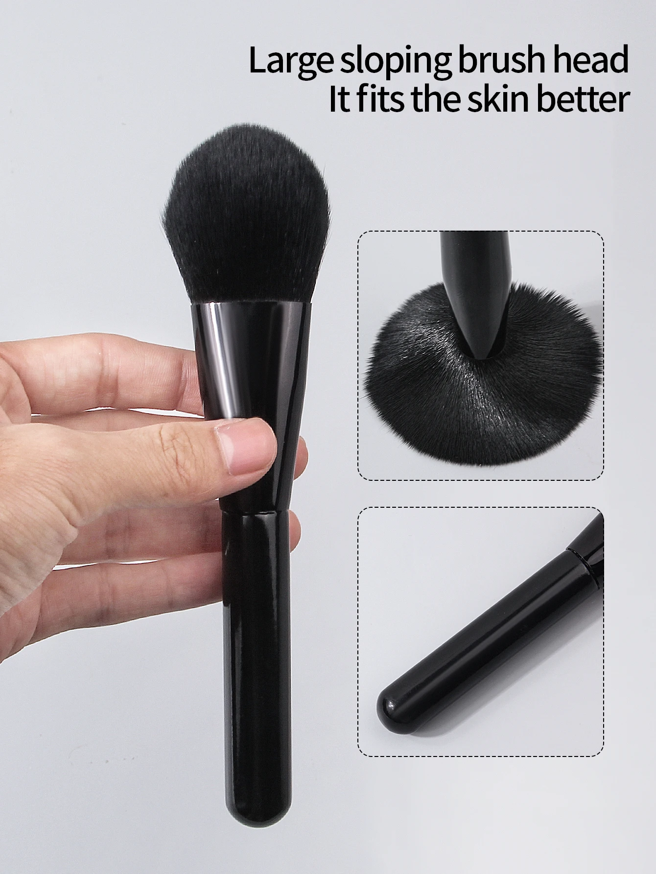 3 pçs todo-preto escova de blush de cerdas macias configuração escova de pó multi-funcional portátil ferramenta de pincel de maquiagem para iniciantes