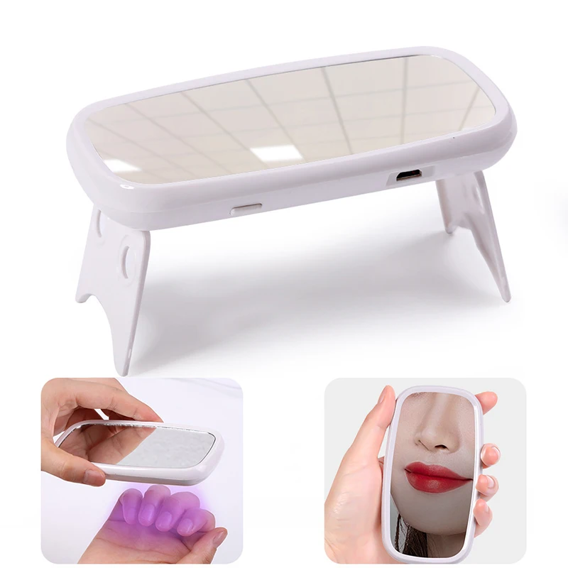 Lampa LED z lusterkiem do makijażu Wtyczka USB Lampa do suszenia paznokci UV Przenośna suszarka do żelowych lakierów do paznokci Narzędzia do manicure do użytku domowego