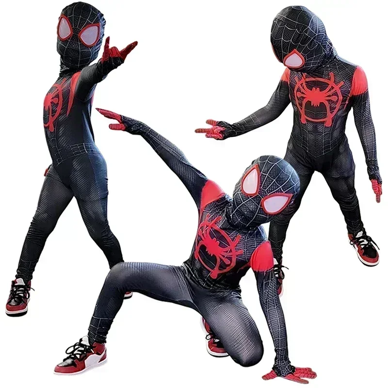 For Kids Adult Popular Parent-child Anime Spider Man Jumpsuit Spiderman Miles Morales Cosplay Jumpsuit Halloween Costume New