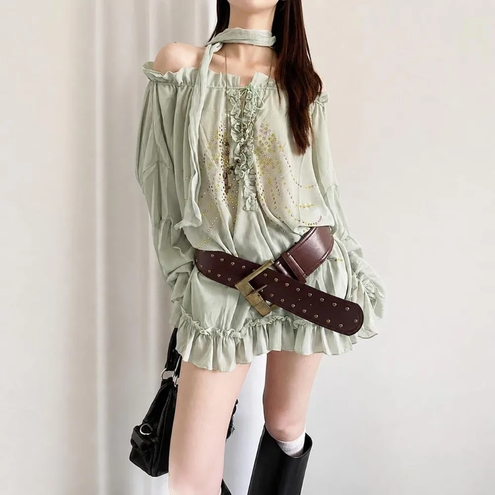 Plus Size Wide PU Leather Belt Rivet Patchwork Heavy-Industrial Design Rivet Waist Belt Western Cowboy Style Trendy Punk Style