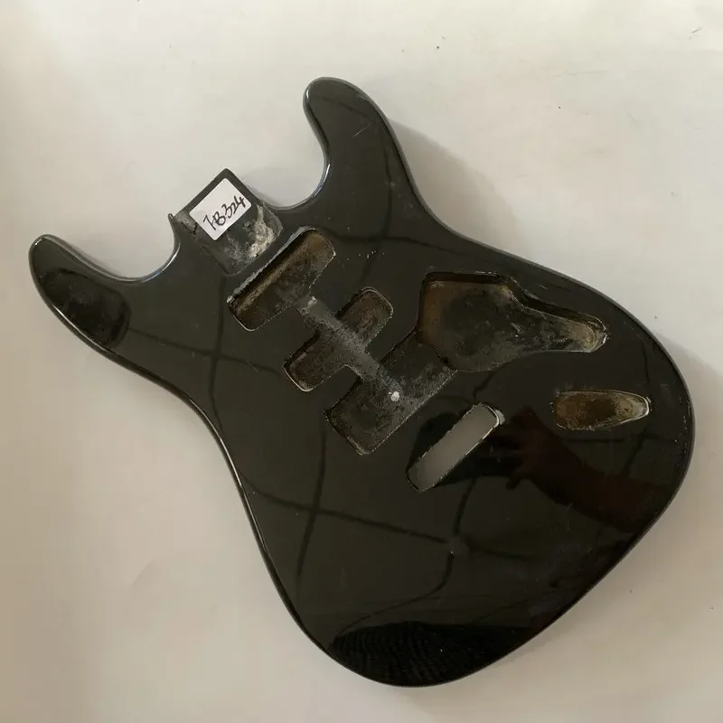 Fb324 st corpo de guitarra cor preta stratta guitarra elétrica substituir peças danos superfície rachaduras diy corpo de guitarra em madeira maciça