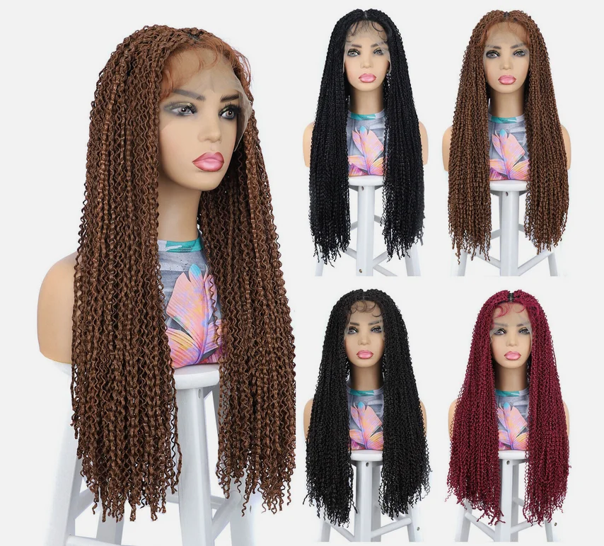 28 inch Braided  Lace Front Wigs Zizi Braid Wig with Baby Hair for Black Women