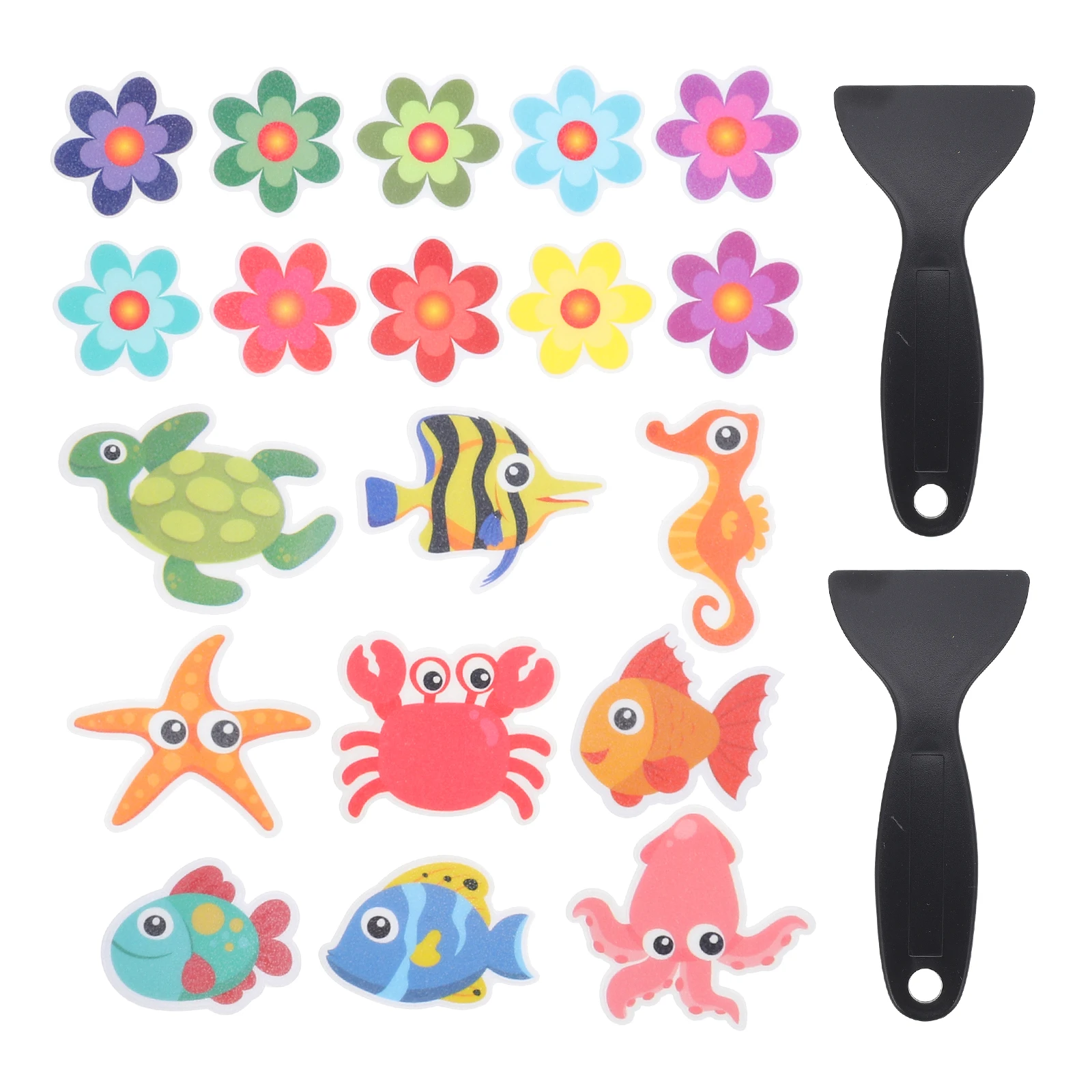 

1 set Anti-slip Stickers Colorful Cartoon Bathtub Ocean Animals 9 Styles 10 Flowers 8x8cm Non-slip Floor Shower Grips Adhesive