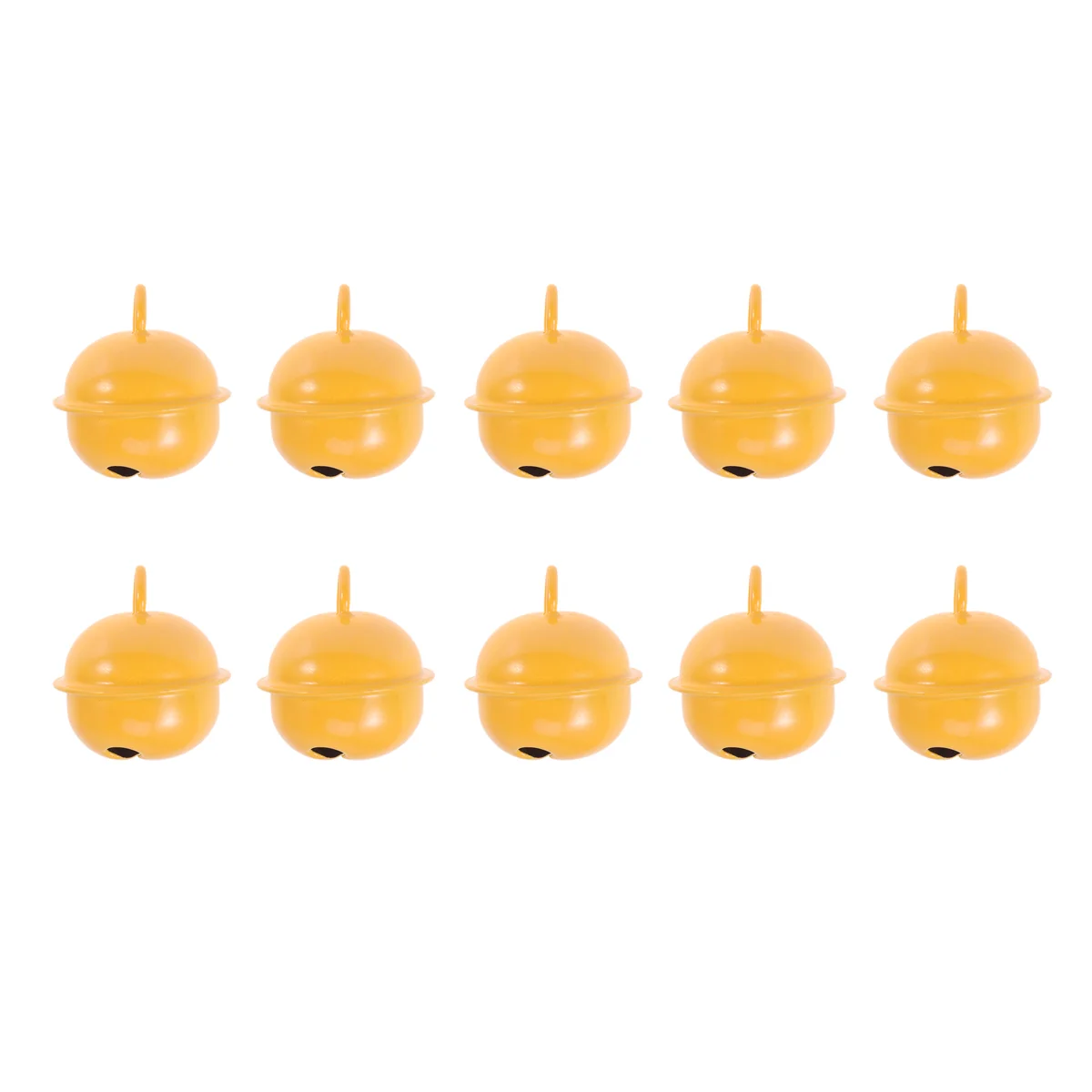 

50 Pcs Yellow Bells Painted Christmas Mini Baubles for Crafting Pendants Vintage Metal Jingle Round Set