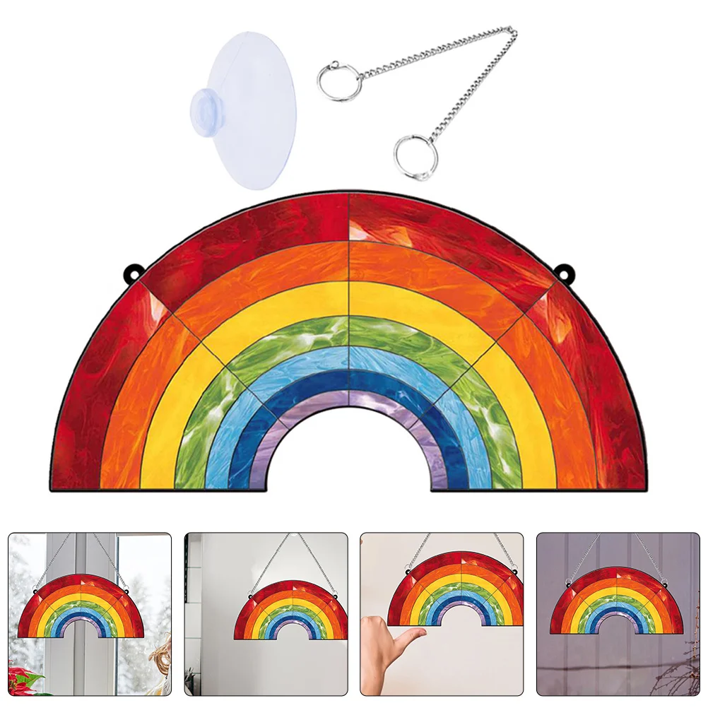 

Exquisite Acrylic Rainbow Hanging Pendant Rainbow Decor Artistic Wall Art Garden Balcony Living Room Decoration Housewarming