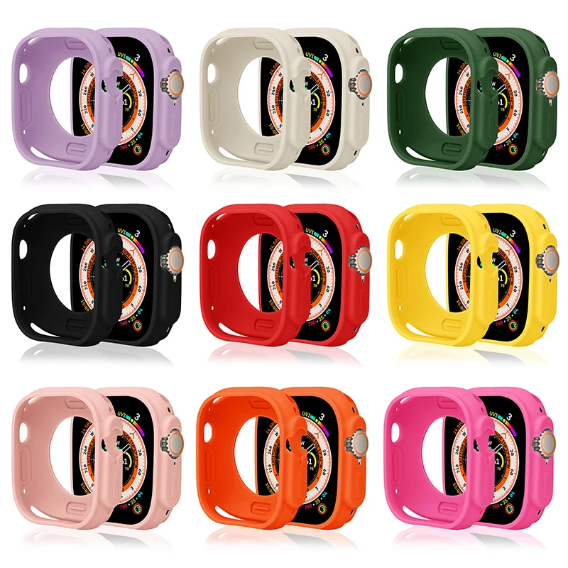 Soft Silicone Candy Case For Apple Watch Ultra 49mm Sport Screen Cover Bumper Protector Shell For IWatch Series 49mm Accessories