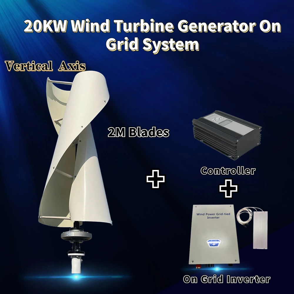 turbina eolica 20000w gerador de energia eletrica 20kw 48v 96v 220v energia livre com controlador hibrido do carregador mppt no inversor da grade 01