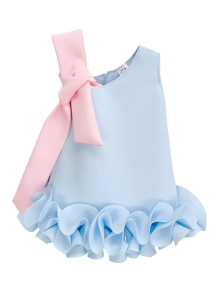 European and American Children's Dress Dopamine Vest Dress Bow Spring and Summer Birthday Fashion Sweet Girl Princess Dress