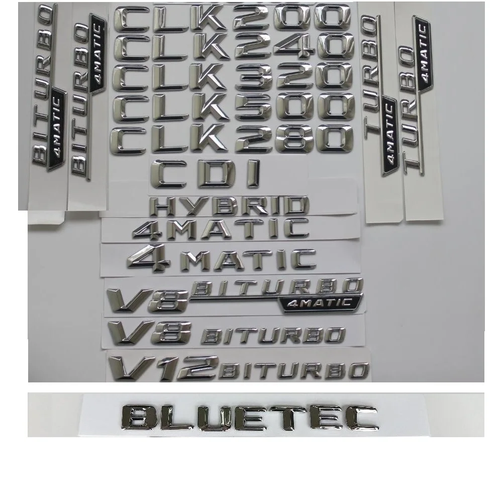 

Chrome Letters Badges Emblems for Mercedes Benz CLK240 CLK280 CLK200 CLK220 CLK300 CLK320 CLK350 CLK400 CLK230 CLK430 CDI 4MATIC