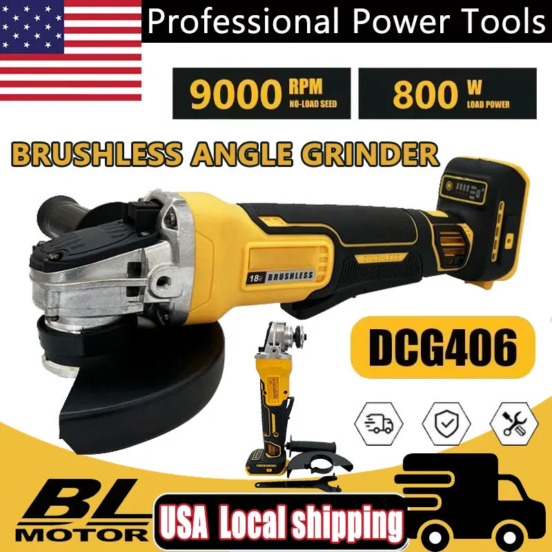 

Fit Dewalt DCG406 125MM Brushless Angle Grinder 9000RPM Cordless Cutting Machine Impact Polisher Machine 20V Rechargeable Tool