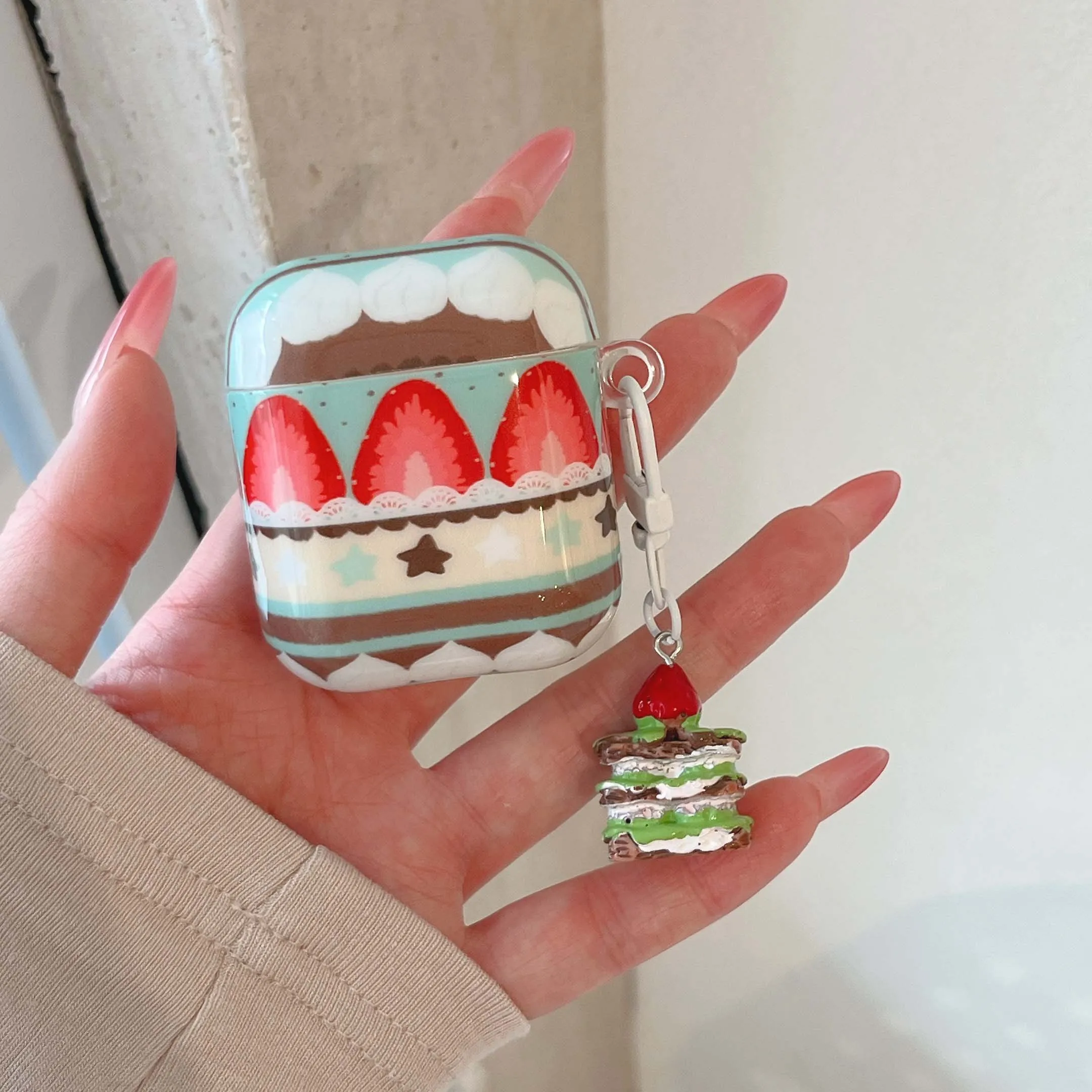Cute chocolate strawberry sweet cake imd earphone case cartoon for apple airpods 4 3 2 1 pro 2nd wireless bluetooth charging box - view 4