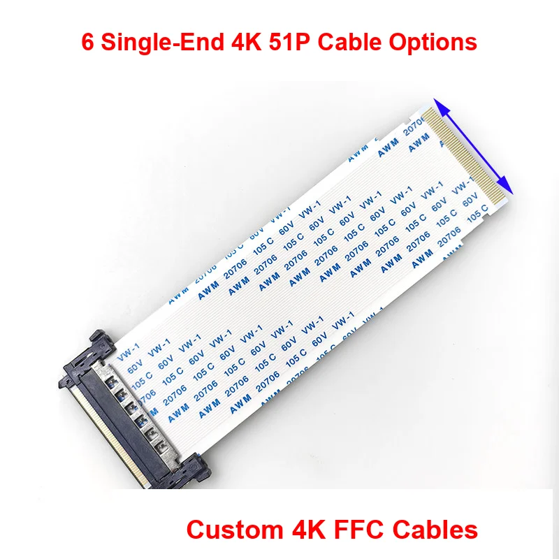 FIRE 51P 4K V-by-One 0.5mm Same Side FFC Display Cable 26-29.5mm 300-600mm