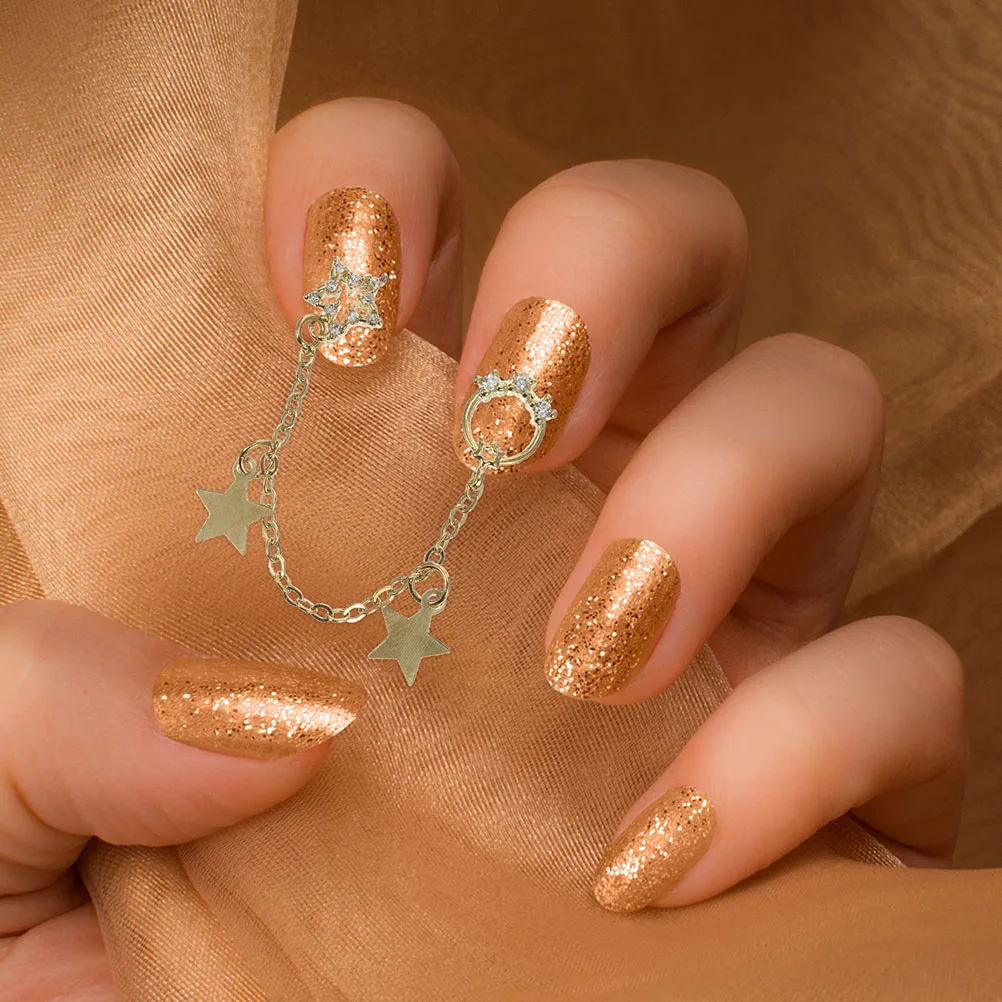 

4pcs Nail Art Chain Pendants Alloy Women Manicure Supplies Accessories Star Decorations Gift Nail Art Chains Easy
