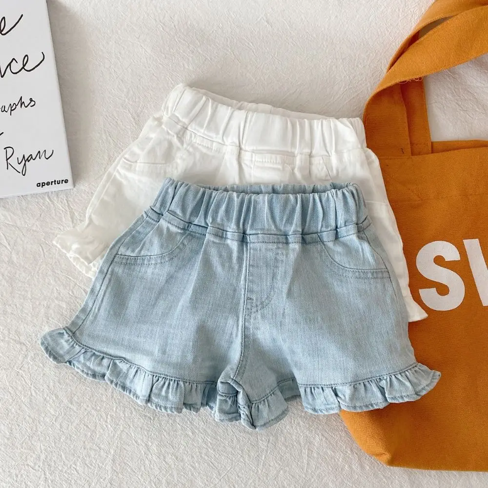 1Pcs New Summer Girl Denim Shorts Casual Fungus Edge Children Pant Korean Version Soft Kid Short Jeans