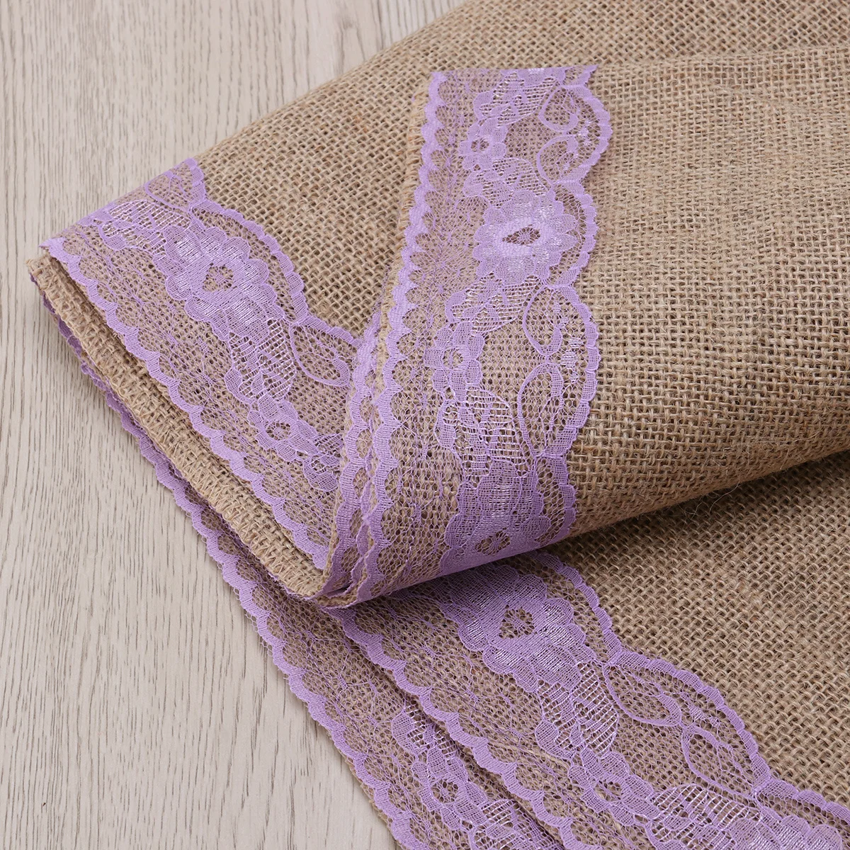 

275x30cm Lace Trimmed Table Runner Premium Linen Burlap Vintage Style Wedding Party Decor Dining Coffee Buffet Table Use