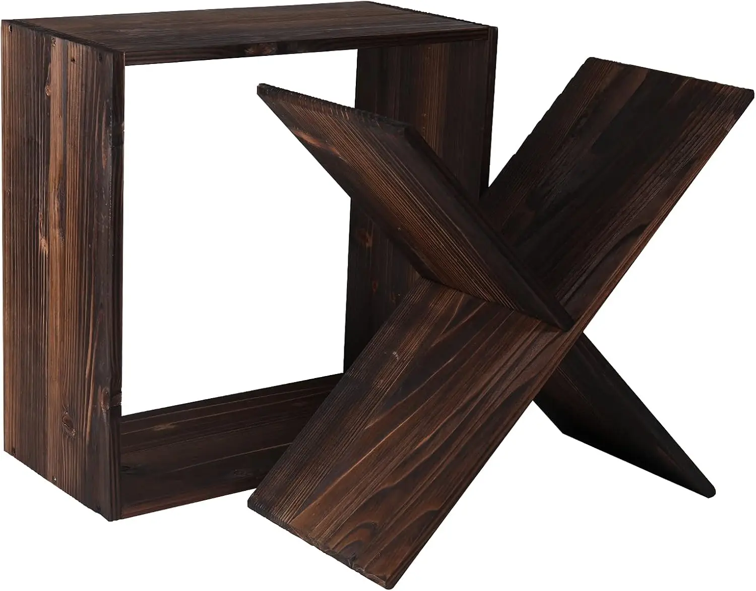 Wine Rack countertop Wooden Stackable Storage Rustic Retro Style Cube 24-Bottle Wooden Wine Rack Wine Cabinet (Dark Brown)