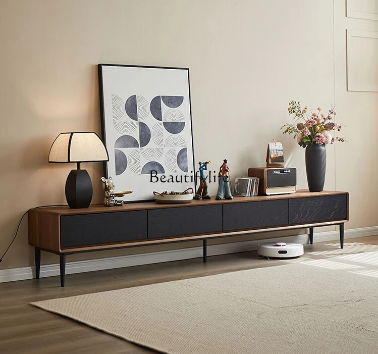 

Скандинавская современная минималистичная напольная подставка под телевизор из орехового дерева с высокой ножкой