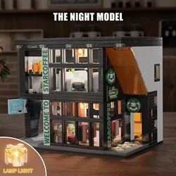 Fantasy Coffee House Building Blocks | With Luminous Light String+Seating | Children aged 8-14 Birthday Toys Christmas Gifts
