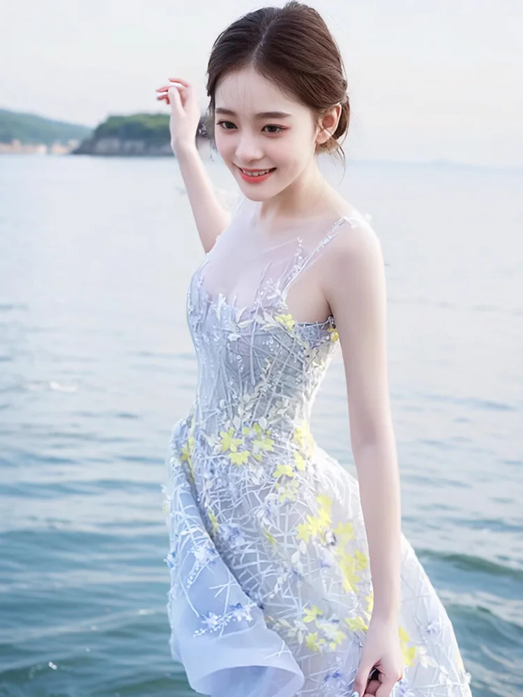 

Ele ort Evening Gown Women's Par Dr Holiday Faion round Ne ort Skirt Sle for Various Ocns Polyester F...