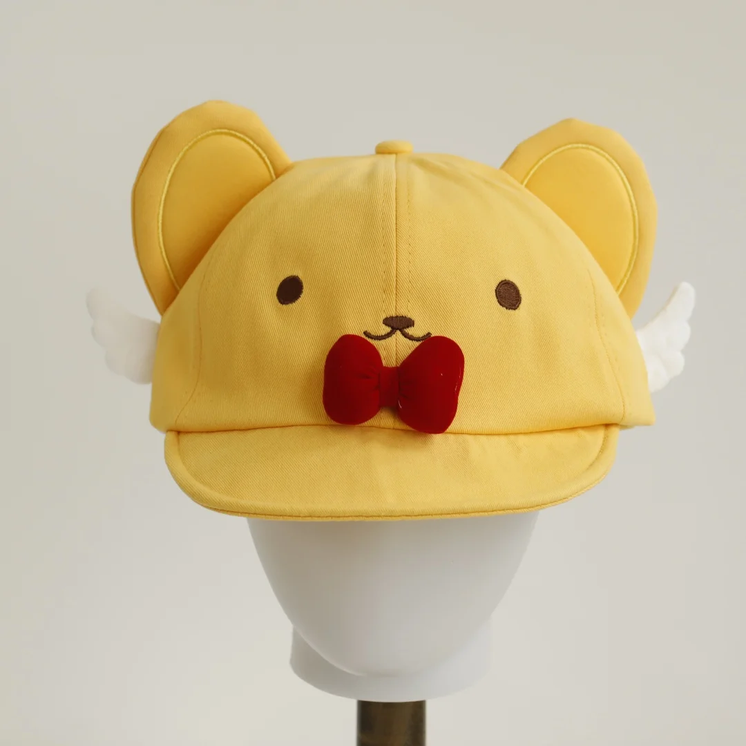 Neue süße gelbe Bärenmuster-Cosplay-Flügelkappen, Sommerhüte für Damen und Mädchen, modische Cartoon-Sonnenblenden, Baseballkappen