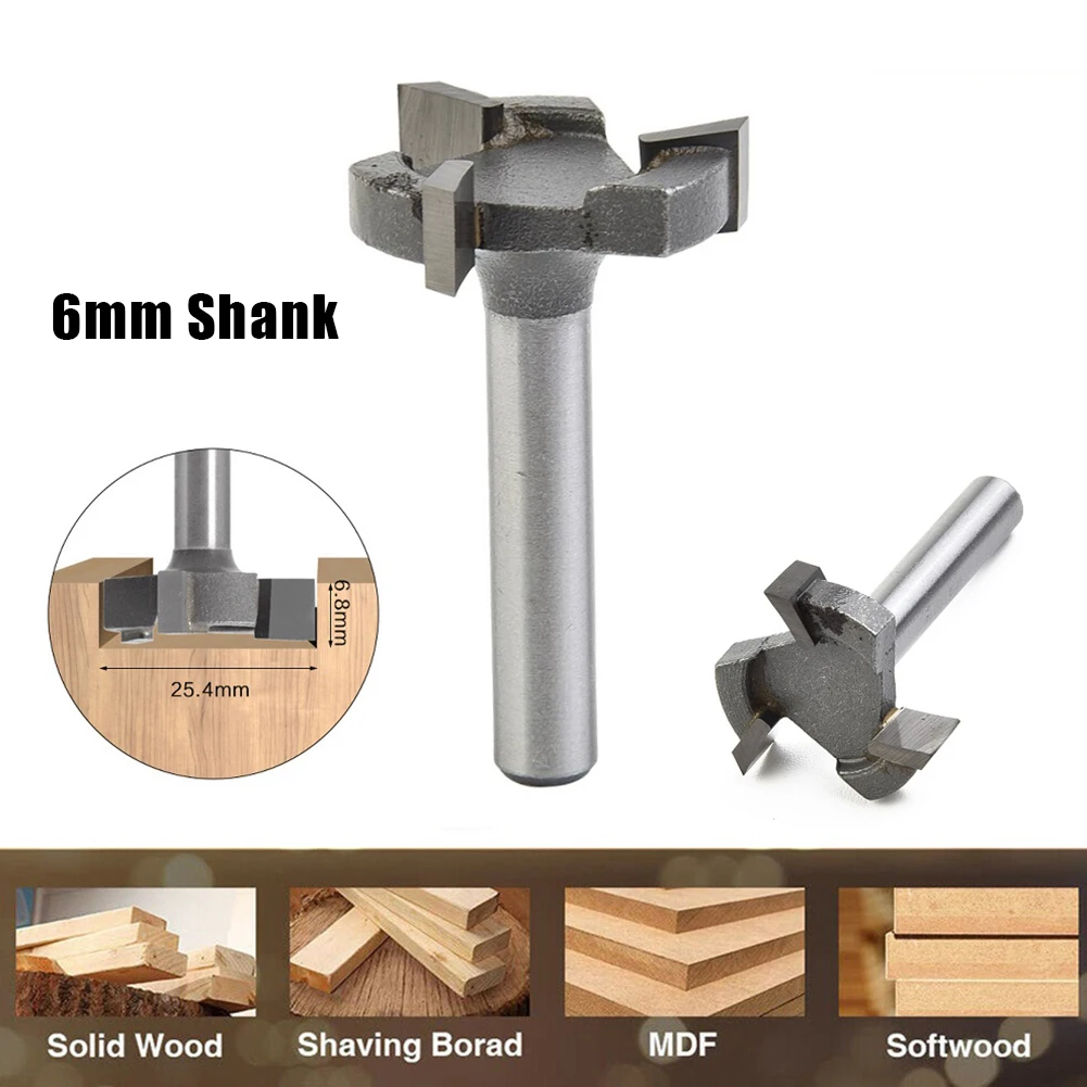 1Pcs Carbide Router Bit 6mm Shank CNC Spoilboard Surfacing Router Bit Woodworking Milling Cutter For Woods/Particle Board