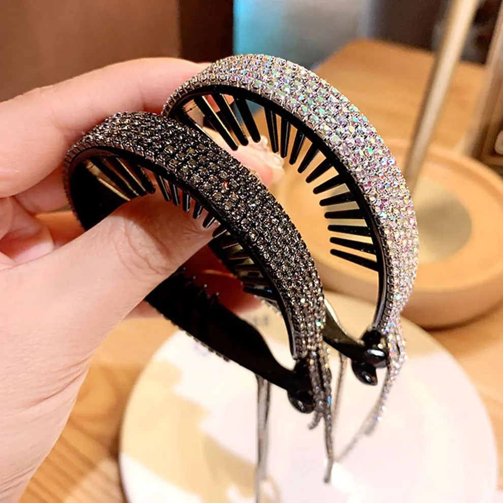 Luxury Rhinestone Tassel Ponytail Hair Claws Hair Clips Elegant Barrettes Hairpin