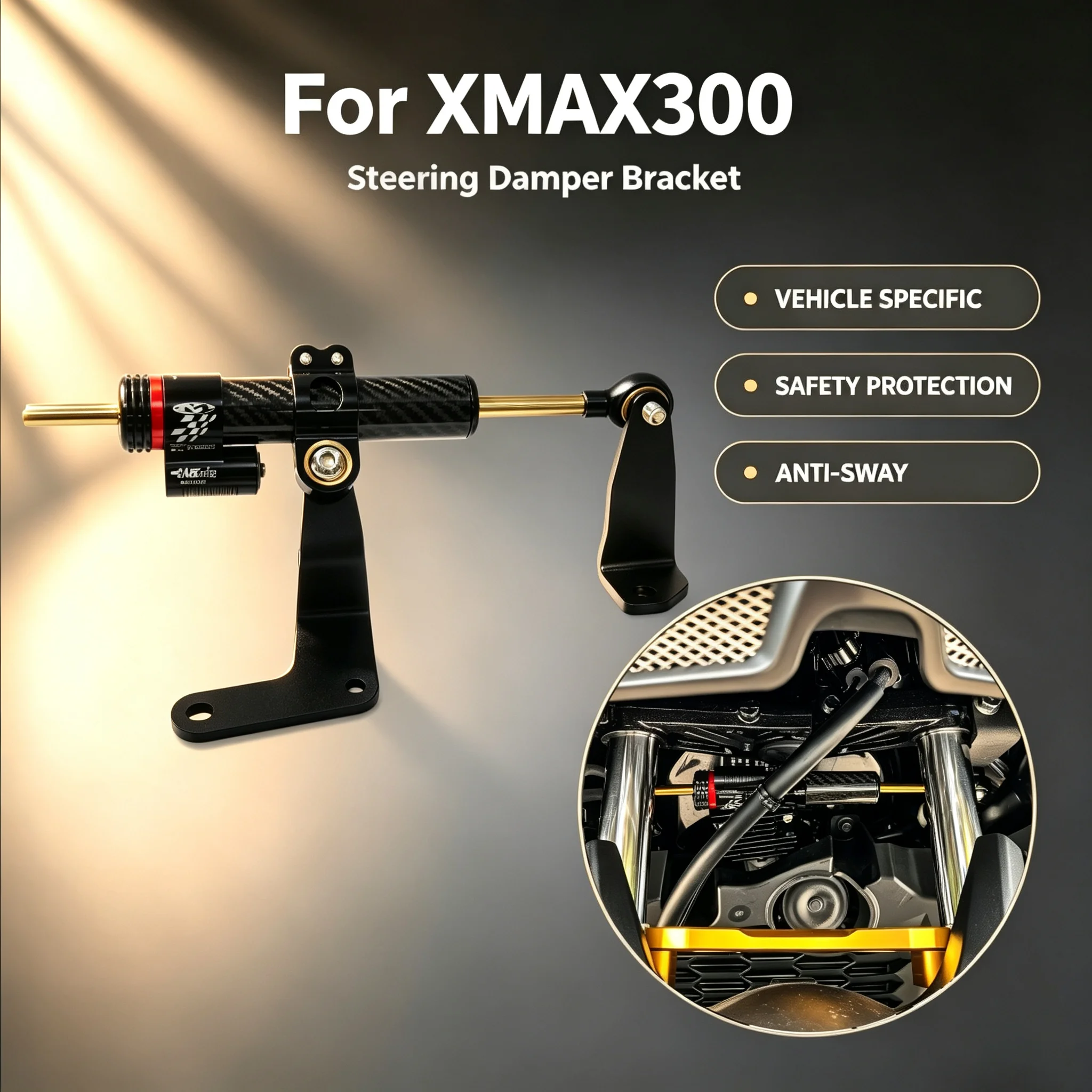 Motorcycle Steering Damper Stabilizer Mounting Bracket For XMAX300 XMAX 300 X-MAX 300 2021-2026 CNC Support Accessories