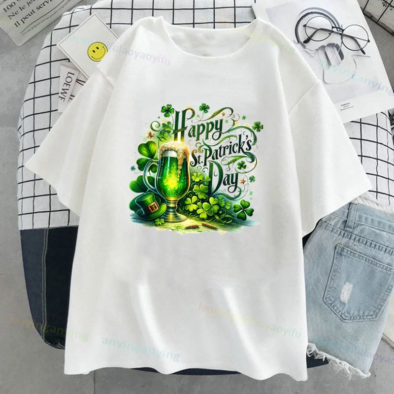 Y2k Hot Sale Lucky  I Love ST Patricks Day Graphic Pattern T Shirt Men Women 100% Cotton Tee Shirt Short Sleeve Tops Streetwear