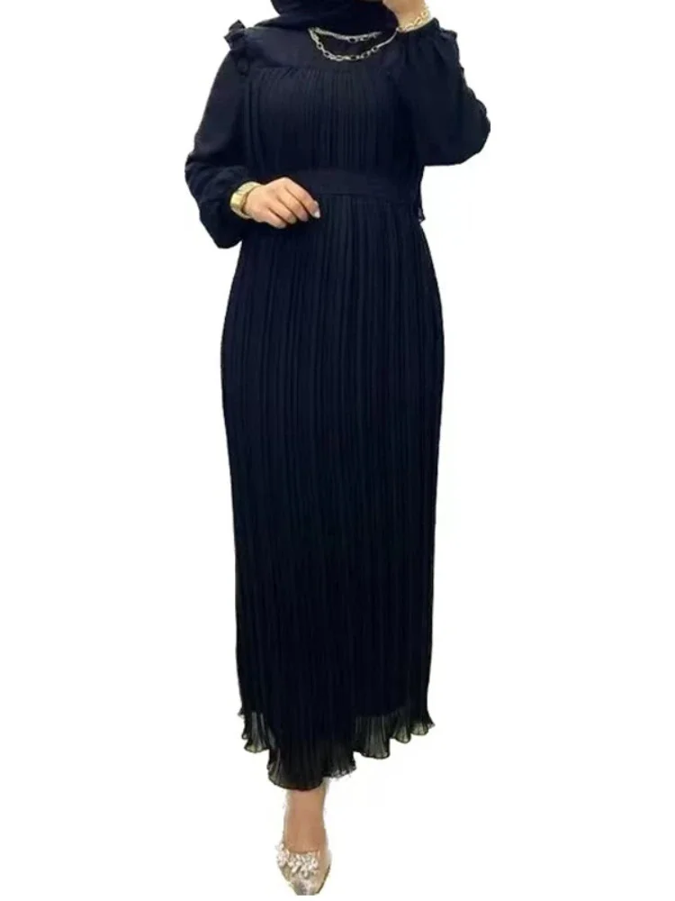 Eid 2023 mujeres musulmanas vestido de fiesta Abaya Dubai mujeres Kaftans Vestidos plisados de noche Marruecos Islam bata femenina Musulmane Vestidos