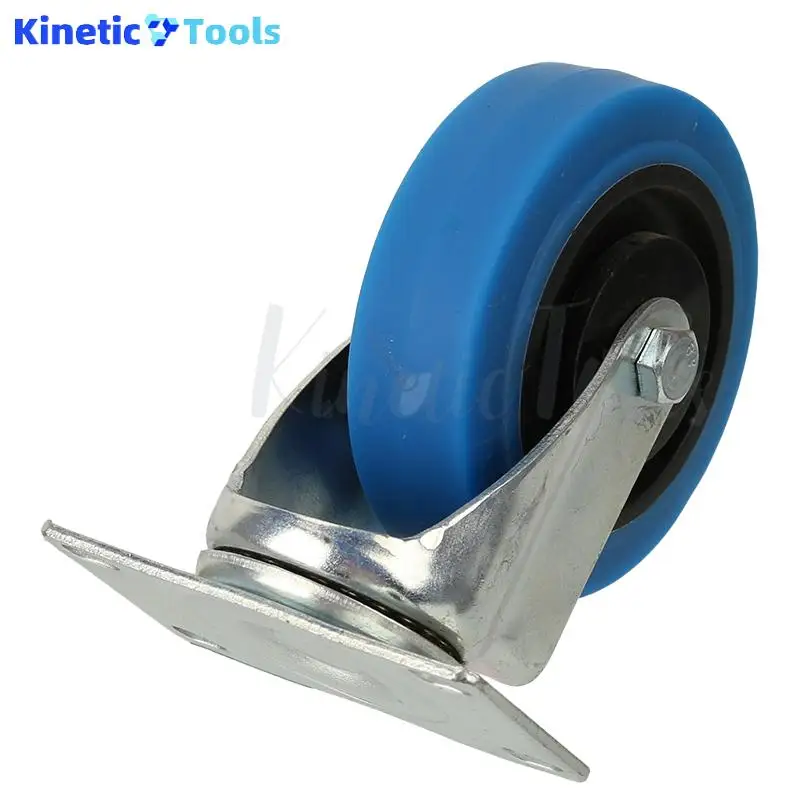 4 عجلات من الفولاذ المقاوم للصدأ متوسطة الحجم باللون الأزرق TPR بعمود مزدوج من المطاط عجلة صامتة عالمية لحركة أملس على الأسطح المختلفة #2